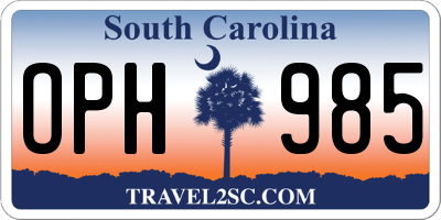 SC license plate OPH985