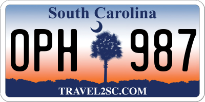 SC license plate OPH987