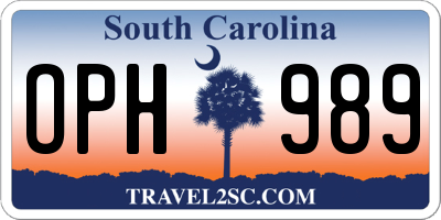 SC license plate OPH989