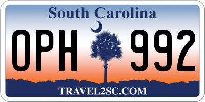 SC license plate OPH992