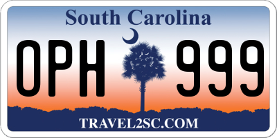 SC license plate OPH999