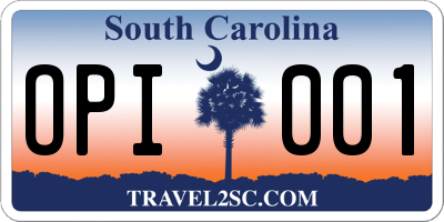 SC license plate OPI001