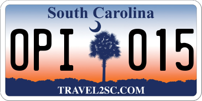 SC license plate OPI015