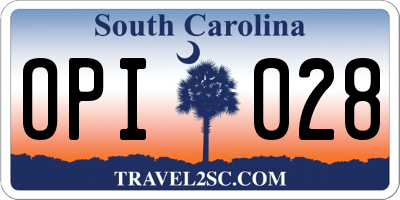 SC license plate OPI028