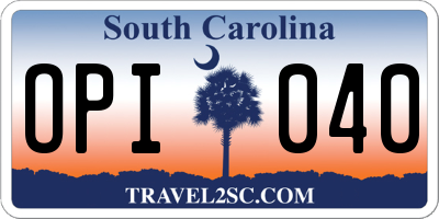 SC license plate OPI040