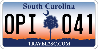 SC license plate OPI041