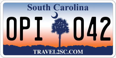 SC license plate OPI042