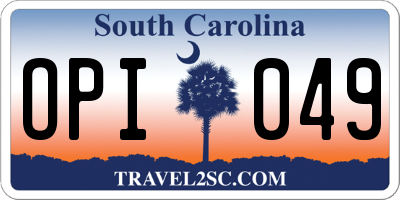 SC license plate OPI049