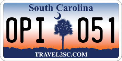 SC license plate OPI051