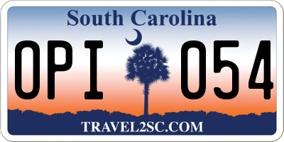 SC license plate OPI054