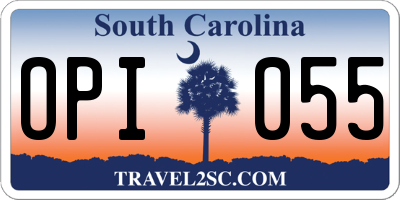 SC license plate OPI055