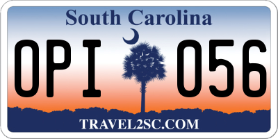 SC license plate OPI056