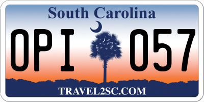 SC license plate OPI057