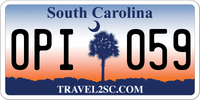 SC license plate OPI059