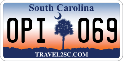 SC license plate OPI069