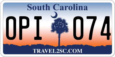 SC license plate OPI074