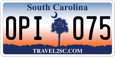 SC license plate OPI075