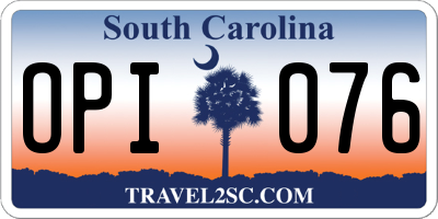 SC license plate OPI076