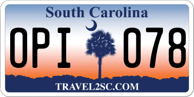 SC license plate OPI078