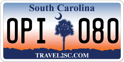 SC license plate OPI080