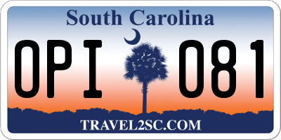 SC license plate OPI081