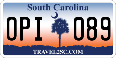 SC license plate OPI089