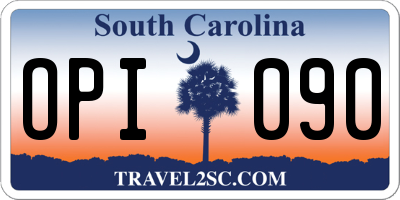 SC license plate OPI090