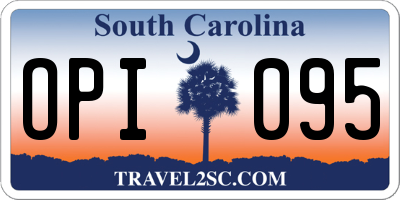 SC license plate OPI095