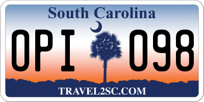 SC license plate OPI098