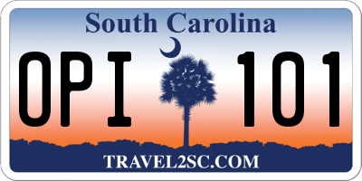 SC license plate OPI101