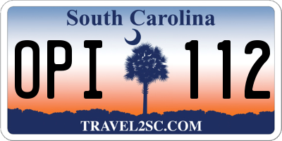 SC license plate OPI112