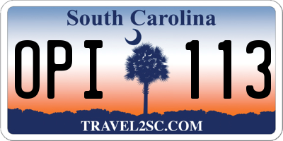 SC license plate OPI113