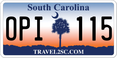 SC license plate OPI115