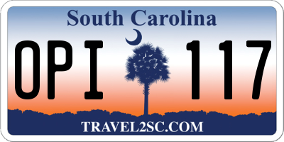 SC license plate OPI117