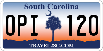SC license plate OPI120