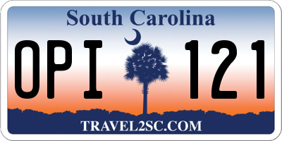 SC license plate OPI121