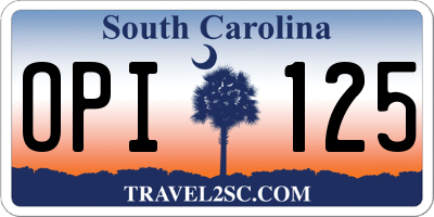 SC license plate OPI125