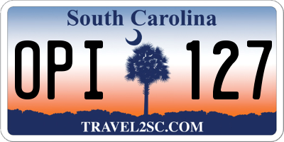 SC license plate OPI127