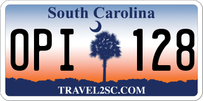 SC license plate OPI128