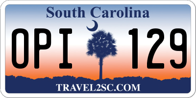 SC license plate OPI129