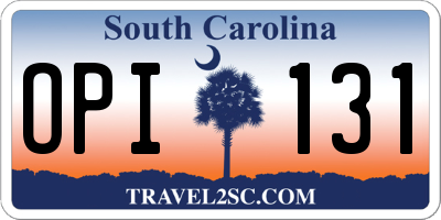 SC license plate OPI131