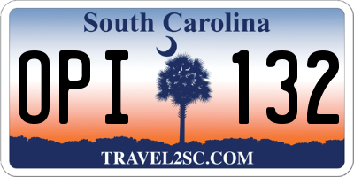 SC license plate OPI132