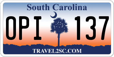 SC license plate OPI137
