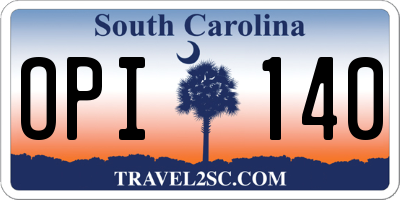 SC license plate OPI140