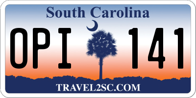 SC license plate OPI141