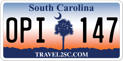 SC license plate OPI147