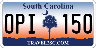 SC license plate OPI150