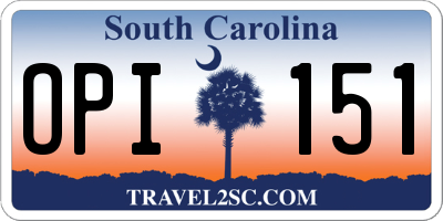 SC license plate OPI151