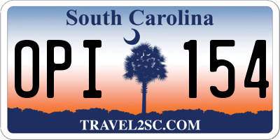 SC license plate OPI154