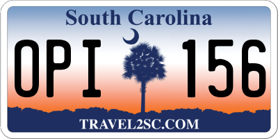 SC license plate OPI156